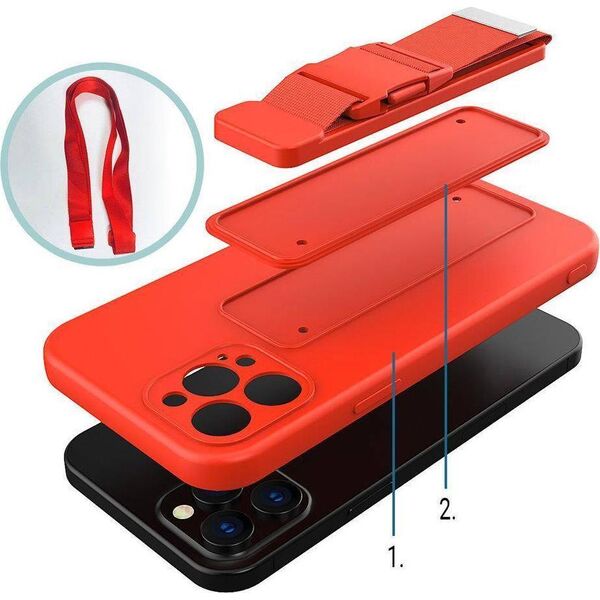 Hurtel Rope Case silikonowe etui ze smyczą torebka smycz pasek do Samsung Galaxy S22 granatowy 11101193 9145576246641