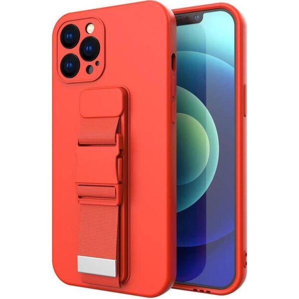 Hurtel Rope Case silikonowe etui ze smyczą torebka smycz pasek do Samsung Galaxy S22+ (S22 Plus) czerwony 11101196 9145576246610
