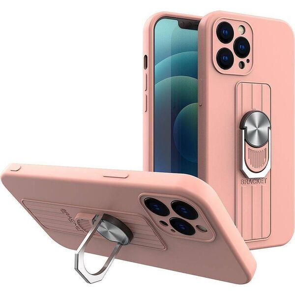 Hurtel ETUI Ring Case silikonowe etui z uchwytem na palec i podstawką do Samsung Galaxy S21 FE różowy CASE 11101273 9145576247228