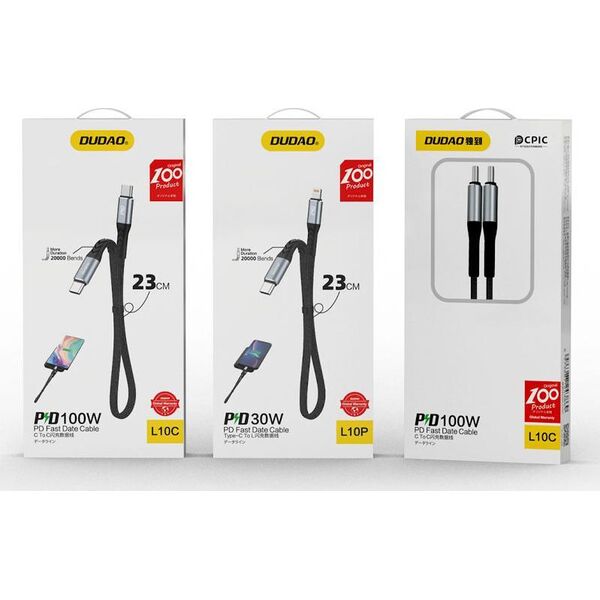 Kabel USB Dudao USB-C - Lightning Czarny (DDA204) 11114298 6973687243852