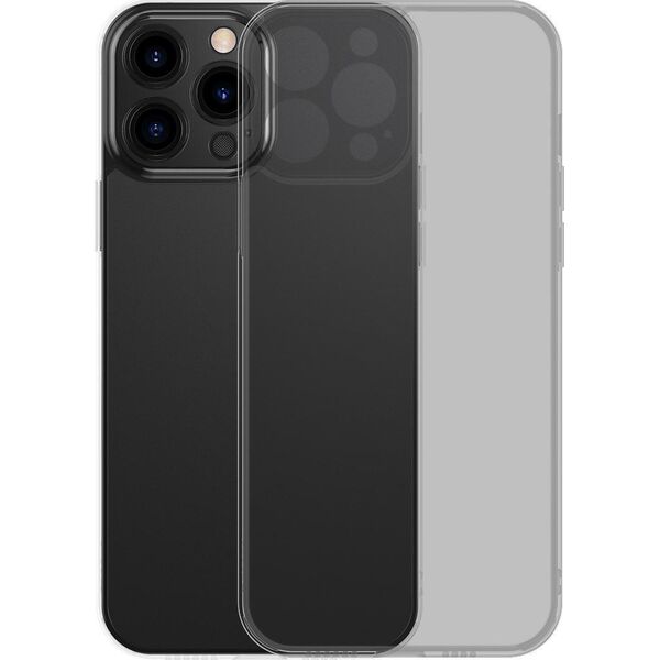 Baseus Baseus Frosted Glass Case etui pokrowiec do iPhone 13 Pro sztywna obudowa z żelową ramką czarny (ARWS001001) 11114508 6932172609276