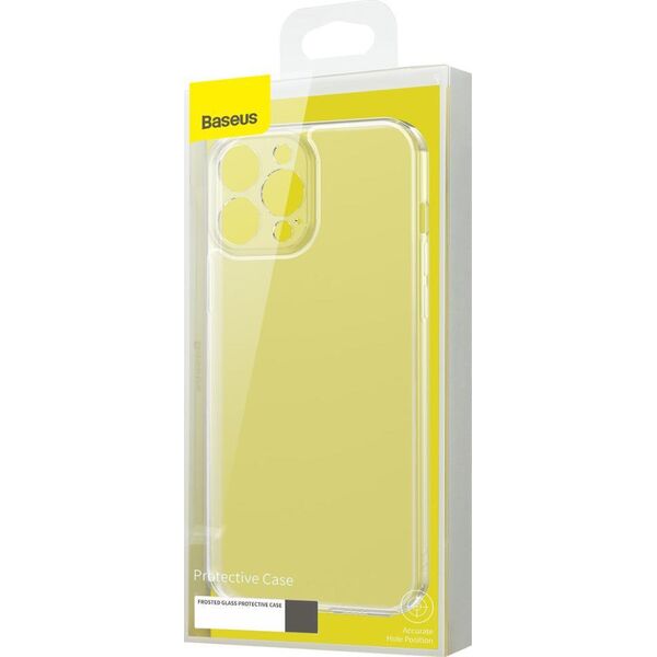 Baseus Baseus Frosted Glass Case etui pokrowiec do iPhone 13 Pro sztywna obudowa z żelową ramką czarny (ARWS001001) 11114508 6932172609276