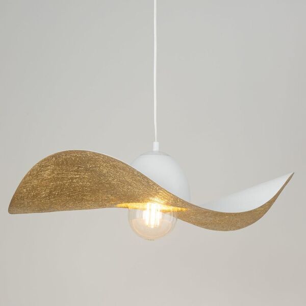 Lampa wisząca Sigma Zwis nad blat KAPELLO metalowy kapelusz do kuchni biały złoty 11204242 5907554418990
