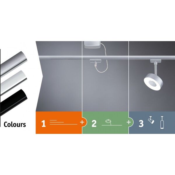 Paulmann URail System Spot Tube max. 10W GU10 Czarny Mat/Chrom 230V 11221089 4000870969182