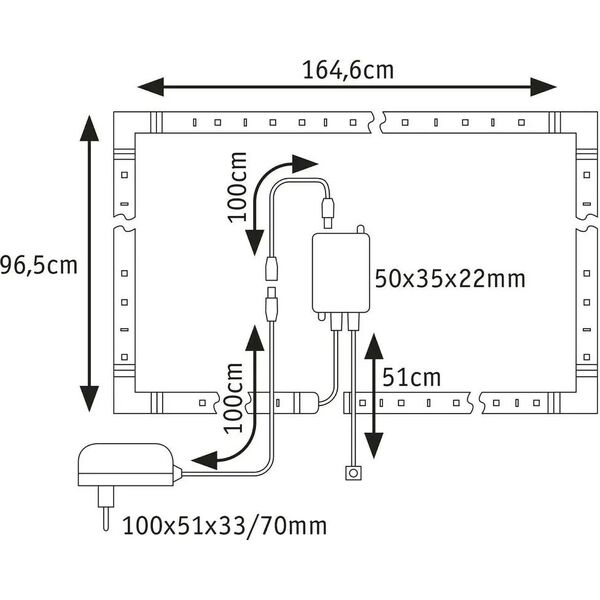 Taśma LED Paulmann Taśma Led  TV zestaw MaxLED 250  TV75cali RGBW 3000K 25,5W 230/24V 11221332 4000870788776