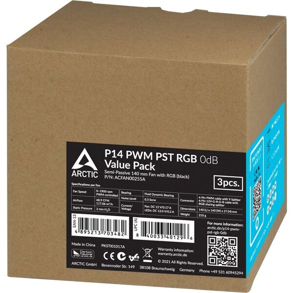 Wentylator Arctic P14 PWM PST RGB 0dB 3-pack (ACFAN00255A) 11237974 4895213703482