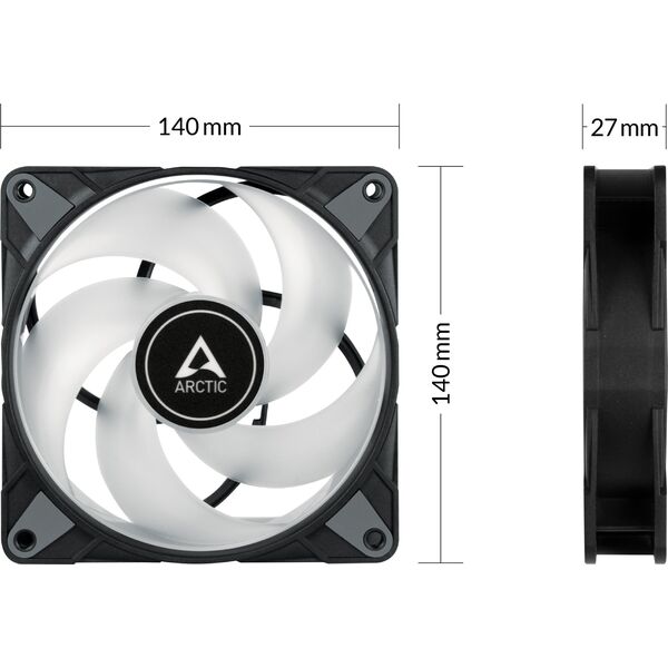 Wentylator Arctic P14 PWM PST RGB 0dB 3-pack + Hub (ACFAN00256A) 11237975 4895213703499
