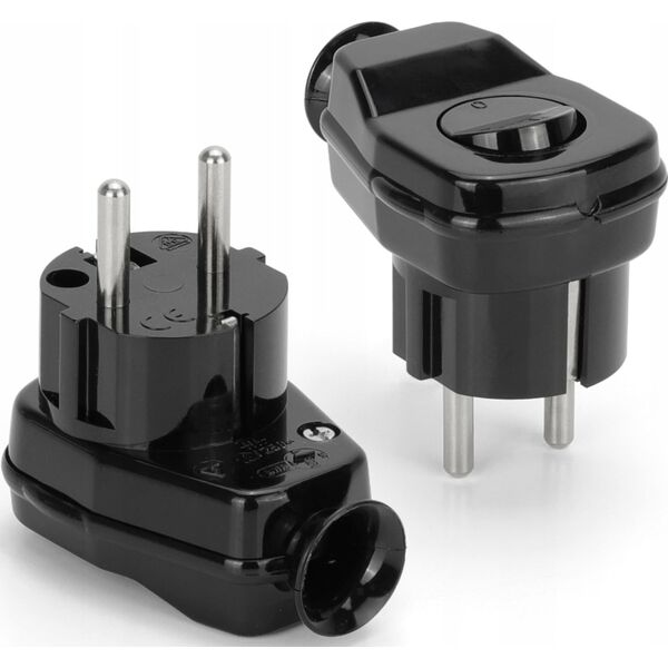 Montis Wtyczka rozbieralna kątowa z włącznikiem Uni-Schuko 2p+Z| WT-16U/LK CZARNY MT094-C 11238220 5901811405600