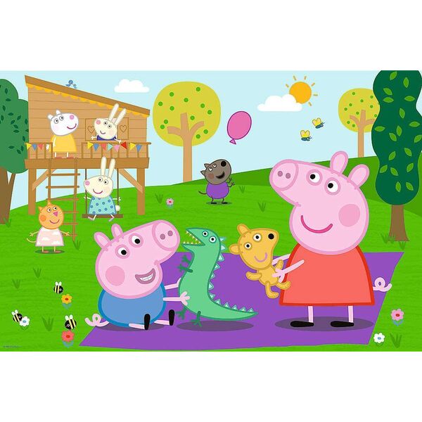 Trefl Puzzle 60 elementy Super Shape XXL Świnka Peppa Zabawy z braciszkiem 11240149 5900511500110