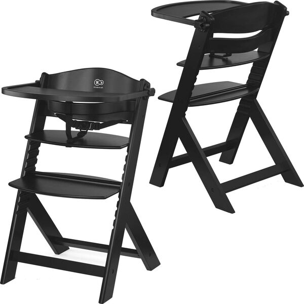 KinderKraft Drewniane Krzesełko do karmienia 2w1 Enock Black 11264910 5902533920358