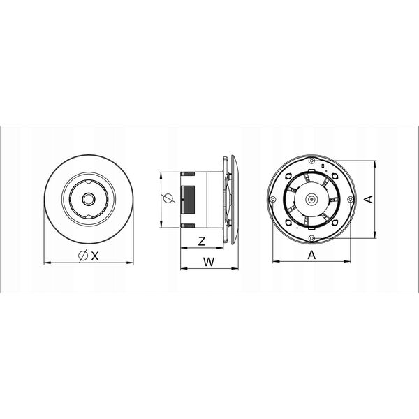AWENTA Wentylator sufitowy Orbit fi125 155m3/h 17W 230V z fotokomórką i opóźnieniem czasu wyłączenia biały Awenta WXO125F 11268992 5905033305885