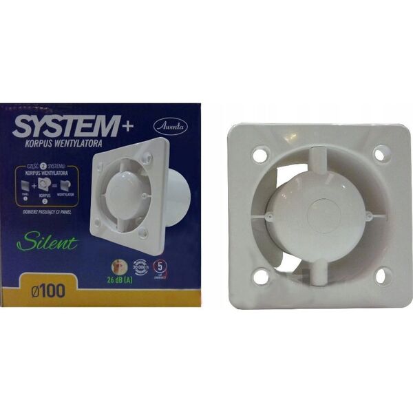 AWENTA Korpus wentylatora Silent Awenta KWS100M 100M fi100mm 75m3/h 4,4W 230V z mikrofalowym czujnikiem ruchu z wyłącznikiem czasowym biały 11268997 5905033307803