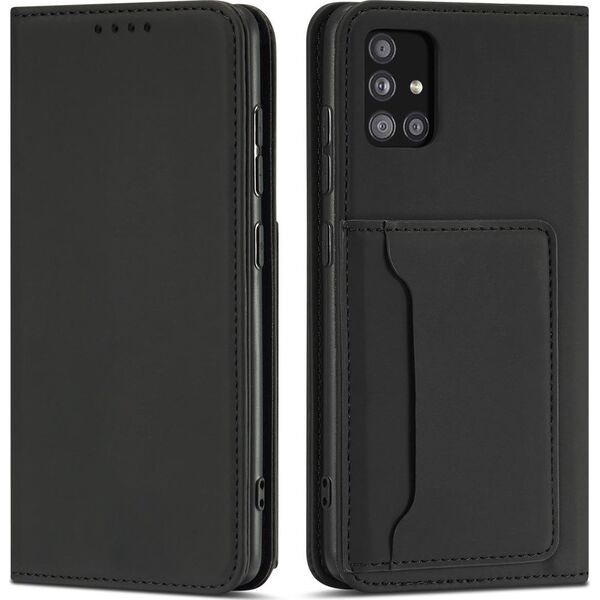 Hurtel Magnet Card Case etui do Xiaomi Redmi Note 11 Pro pokrowiec portfel na karty kartę podstawka czarny 11275279 9145576251225