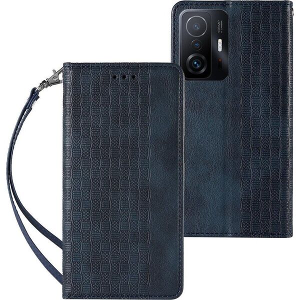 Hurtel Magnet Strap Case etui do Xiaomi Redmi Note 11 Pro pokrowiec portfel + mini smycz zawieszka niebieski 11277048 9145576250556