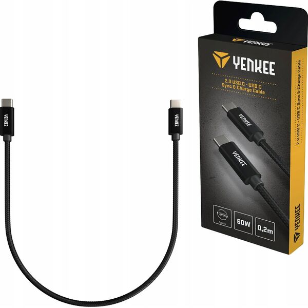 Kabel USB Yenkee USB-C - USB-C 0.2 m Czarny (35055948) 11283903 8590669321438