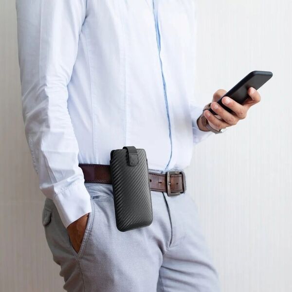 ForCell Futerał Forcell POCKET Carbon - Model 17 - do SAMSUNG A02s / A03s / A12 / A21s / A32 5G / A42 5G / A72 5G / M12 XIAOMI Redmi 9A / 9AT / 9c / Note 10 11465640 5903396127397