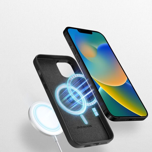 Dux Ducis Dux Ducis Grit skórzane etui do iPhone 14 Max elegancki pokrowiec ze sztucznej skóry (kompatybilne z MagSafe) czarny 11538913 6934913036945