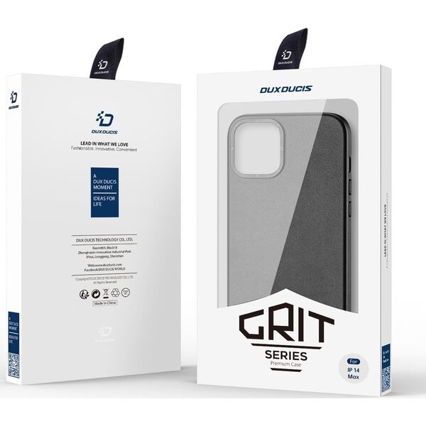 Dux Ducis Dux Ducis Grit skórzane etui do iPhone 14 Max elegancki pokrowiec ze sztucznej skóry (kompatybilne z MagSafe) czarny 11538913 6934913036945