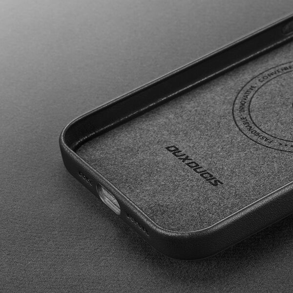 Dux Ducis Dux Ducis Grit skórzane etui do iPhone 14 Max elegancki pokrowiec ze sztucznej skóry (kompatybilne z MagSafe) czarny 11538913 6934913036945