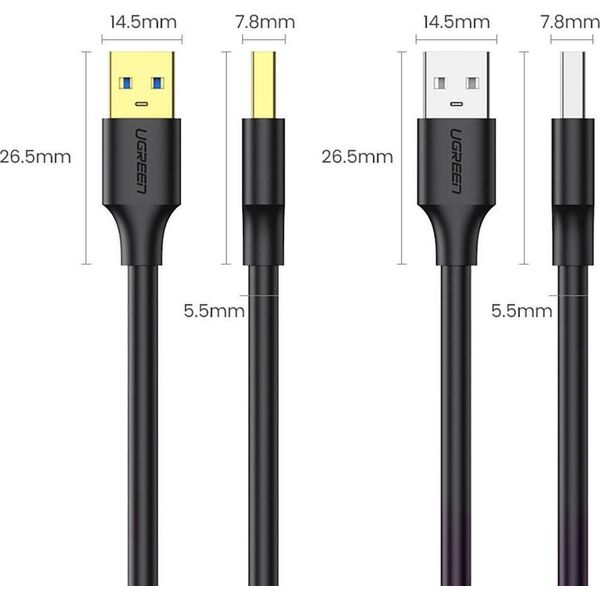 Kabel USB Ugreen USB-A - USB-A 3 m Czarny (90576) 11540342 6957303895762