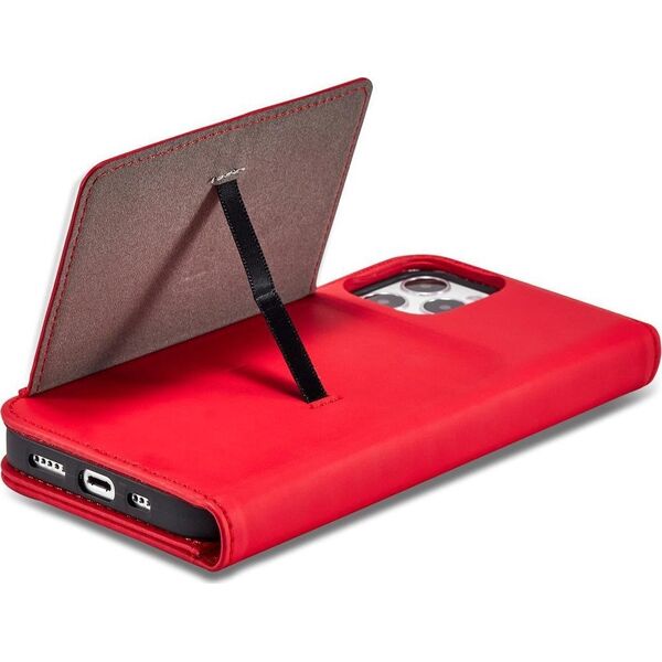 Hurtel Magnet Card Case etui do iPhone 12 Pro pokrowiec portfel na karty kartę podstawka czerwony 11542281 9145576250815