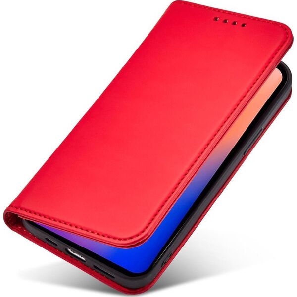 Hurtel Magnet Card Case etui do iPhone 12 Pro pokrowiec portfel na karty kartę podstawka czerwony 11542281 9145576250815