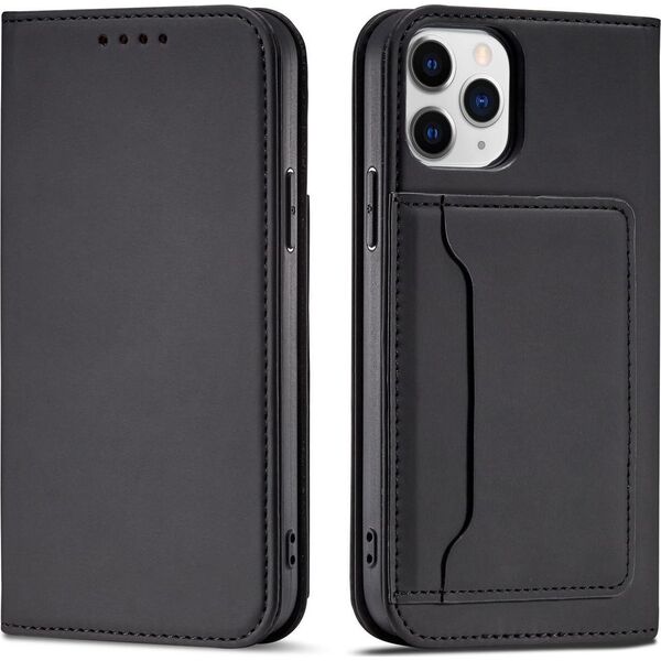 Hurtel Magnet Card Case etui do iPhone 12 pokrowiec portfel na karty kartę podstawka czarny 11542283 9145576250747