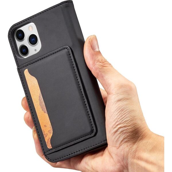 Hurtel Magnet Card Case etui do iPhone 12 pokrowiec portfel na karty kartę podstawka czarny 11542283 9145576250747