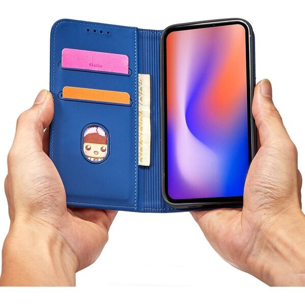 Hurtel Magnet Card Case etui do iPhone 12 pokrowiec portfel na karty kartę podstawka niebieski 11542286 9145576250754
