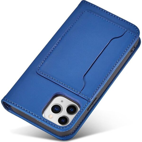 Hurtel Magnet Card Case etui do iPhone 12 pokrowiec portfel na karty kartę podstawka niebieski 11542286 9145576250754