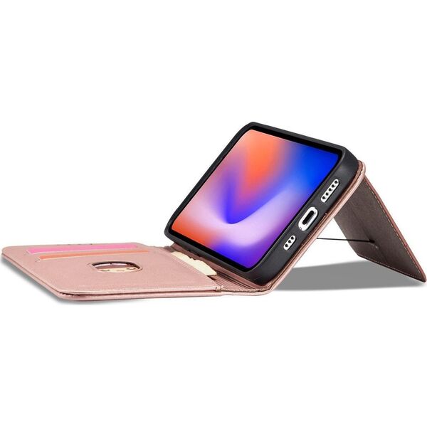 Hurtel Magnet Card Case etui do iPhone 12 Pro pokrowiec portfel na karty kartę podstawka różowy 11542287 9145576250808
