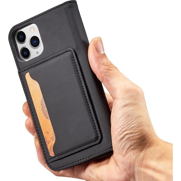 Hurtel Magnet Card Case etui do iPhone 12 Pro Max pokrowiec portfel na karty kartę podstawka czarny 11542288 9145576250822
