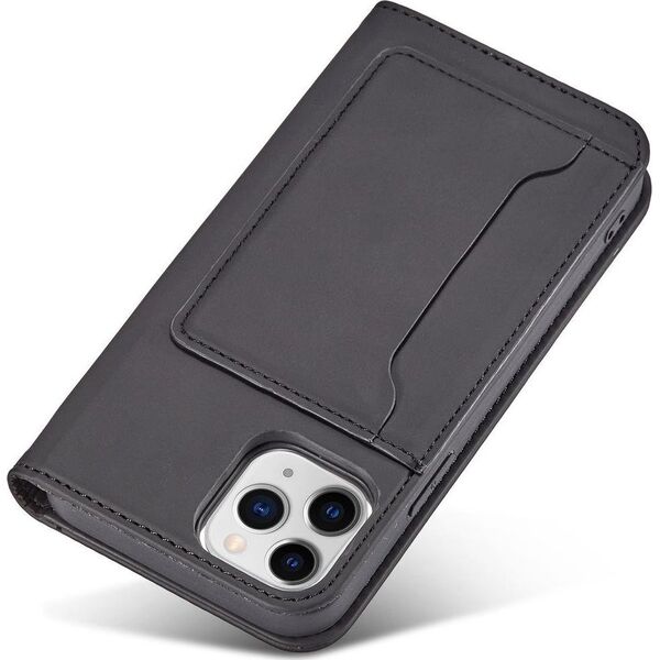 Hurtel Magnet Card Case etui do iPhone 12 Pro Max pokrowiec portfel na karty kartę podstawka czarny 11542288 9145576250822