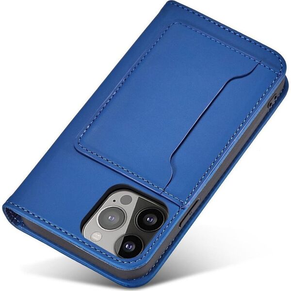 Hurtel Magnet Card Case etui do iPhone 13 pokrowiec portfel na karty kartę podstawka niebieski 11542295 9145576250914
