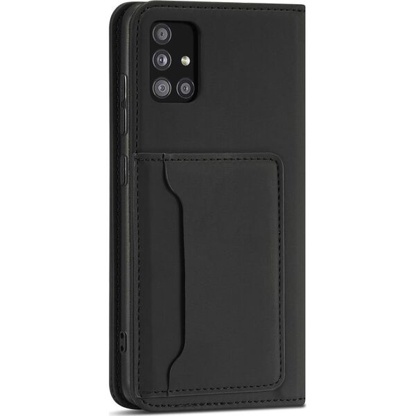 Hurtel Magnet Card Case etui do Samsung Galaxy A12 5G pokrowiec portfel na karty kartę podstawka czarny 11542298 9145576251027