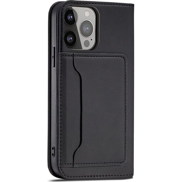 Hurtel Magnet Card Case etui do iPhone 13 Pro Max pokrowiec portfel na karty kartę podstawka czarny 11542301 9145576250983