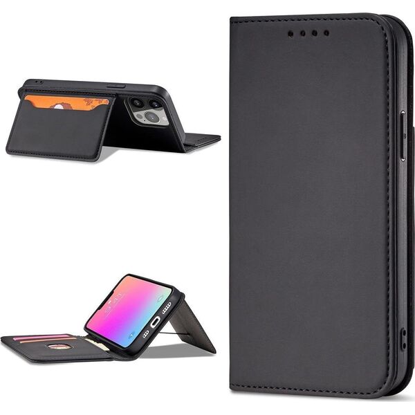 Hurtel Magnet Card Case etui do iPhone 13 Pro Max pokrowiec portfel na karty kartę podstawka czarny 11542301 9145576250983
