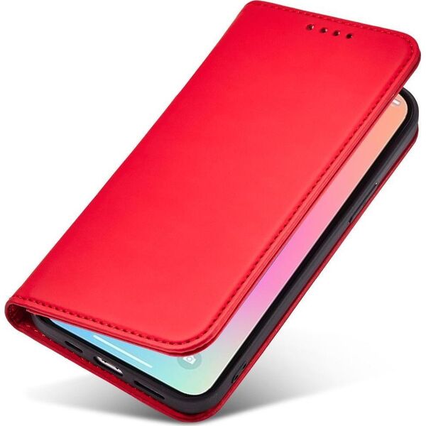 Hurtel Magnet Card Case etui do iPhone 13 Pro pokrowiec portfel na karty kartę podstawka czerwony 11542307 9145576250976