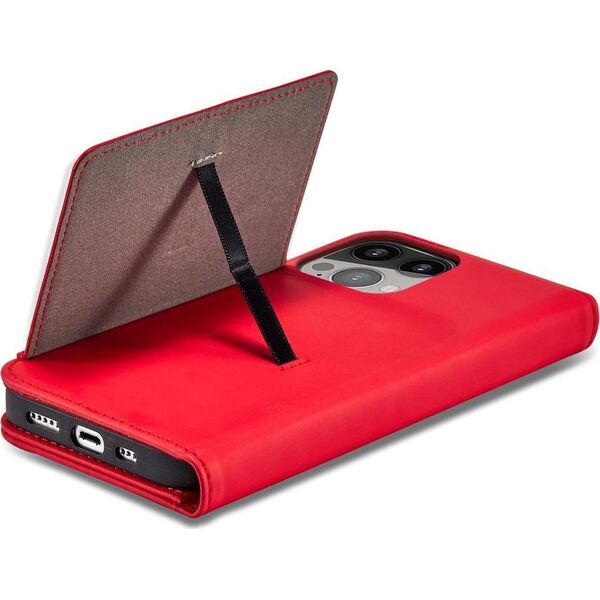Hurtel Magnet Card Case etui do iPhone 13 Pro pokrowiec portfel na karty kartę podstawka czerwony 11542307 9145576250976
