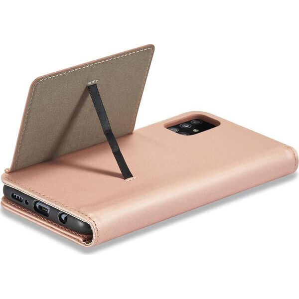 Hurtel Magnet Card Case etui do Samsung Galaxy A12 5G pokrowiec portfel na karty kartę podstawka różowy 11542311 9145576251041