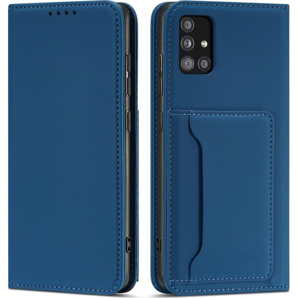 Hurtel Magnet Card Case etui do Samsung Galaxy A13 5G pokrowiec portfel na karty kartę podstawka niebieski 11542315 9145576251119