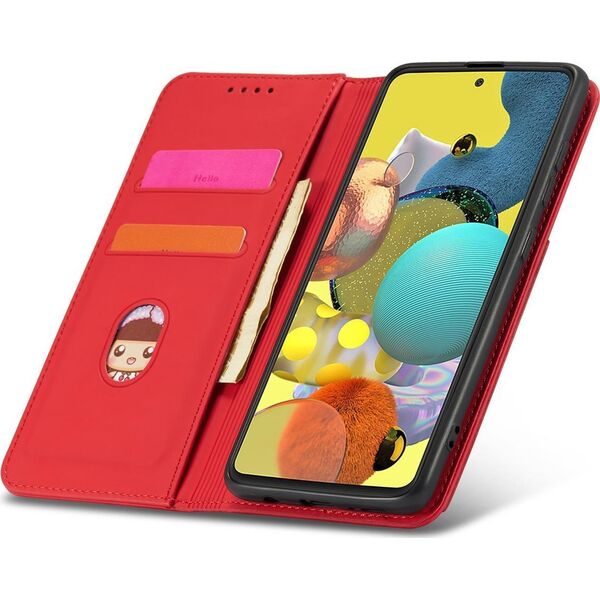 Hurtel Magnet Card Case etui do Samsung Galaxy A13 5G pokrowiec portfel na karty kartę podstawka czerwony 11542320 9145576251133