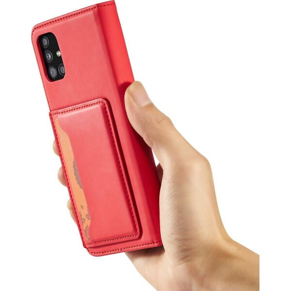 Hurtel Magnet Card Case etui do Samsung Galaxy A13 5G pokrowiec portfel na karty kartę podstawka czerwony 11542320 9145576251133