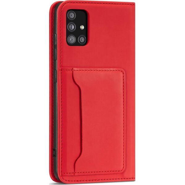Hurtel Magnet Card Case etui do Samsung Galaxy A13 5G pokrowiec portfel na karty kartę podstawka czerwony 11542320 9145576251133