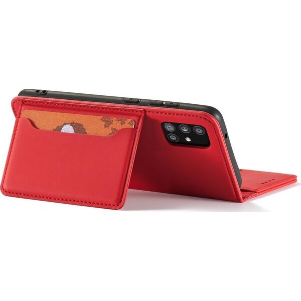 Hurtel Magnet Card Case etui do Samsung Galaxy A13 5G pokrowiec portfel na karty kartę podstawka czerwony 11542320 9145576251133