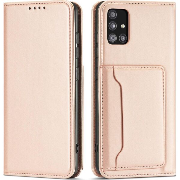 Hurtel Magnet Card Case etui do Samsung Galaxy A13 5G pokrowiec portfel na karty kartę podstawka różowy 11542321 9145576251126