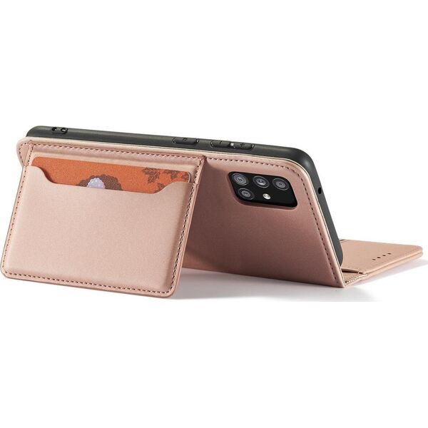 Hurtel Magnet Card Case etui do Samsung Galaxy A13 5G pokrowiec portfel na karty kartę podstawka różowy 11542321 9145576251126