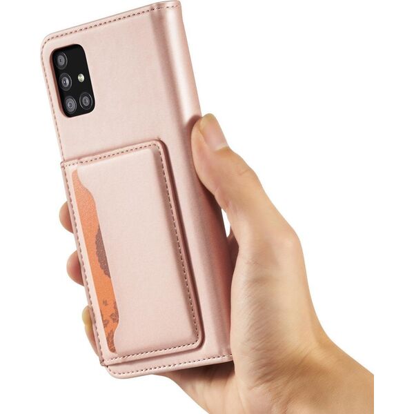 Hurtel Magnet Card Case etui do Samsung Galaxy A13 5G pokrowiec portfel na karty kartę podstawka różowy 11542321 9145576251126