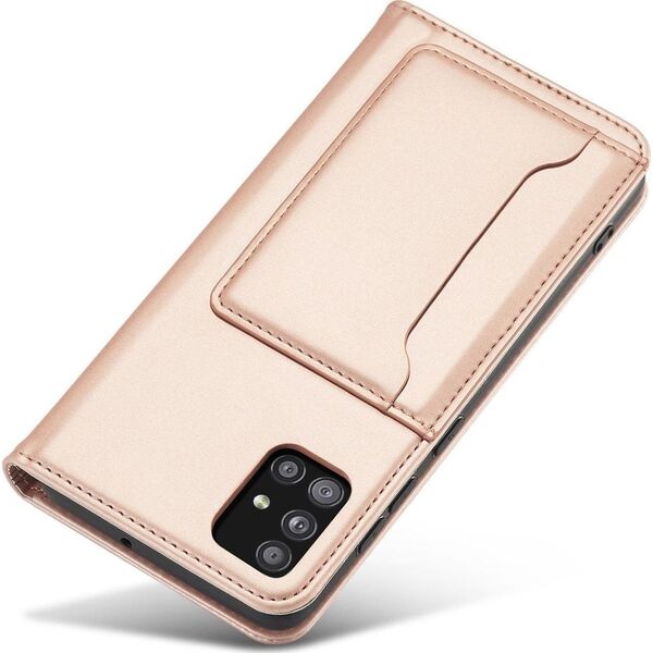 Hurtel Magnet Card Case etui do Samsung Galaxy A13 5G pokrowiec portfel na karty kartę podstawka różowy 11542321 9145576251126