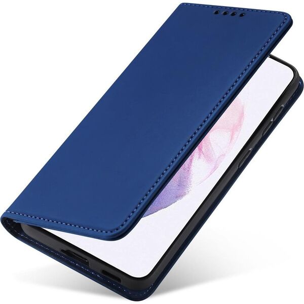 Hurtel Magnet Card Case etui do Samsung Galaxy S22+ (S22 Plus) pokrowiec portfel na karty kartę podstawka niebieski 11542329 9145576251317